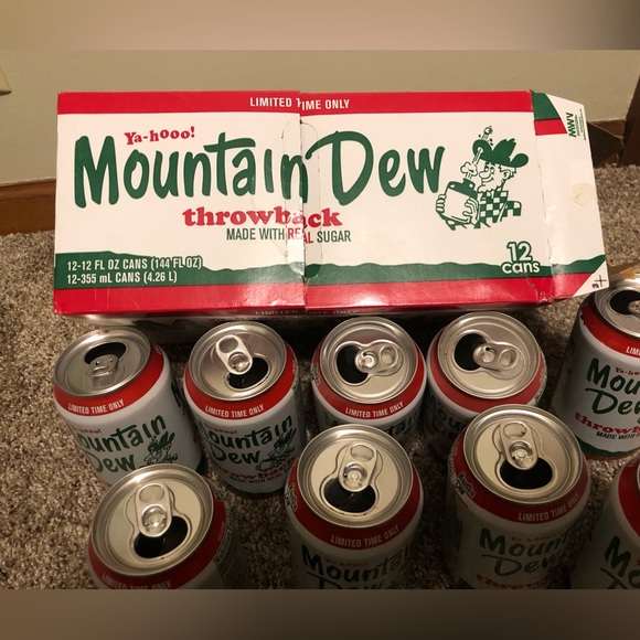 Mountain Dew Throwback Hillbilly Real Sugar 12 Pack Box W/Empty Cans 2011 Exp - Picture 6 of 6